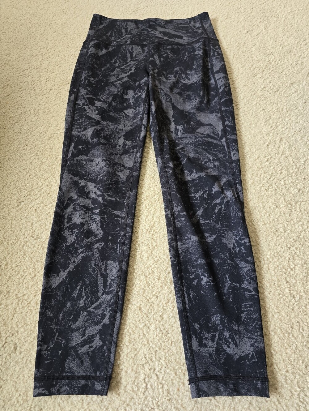 Lole Cropped Black Marble-Print Performance Pants Womens Size Small